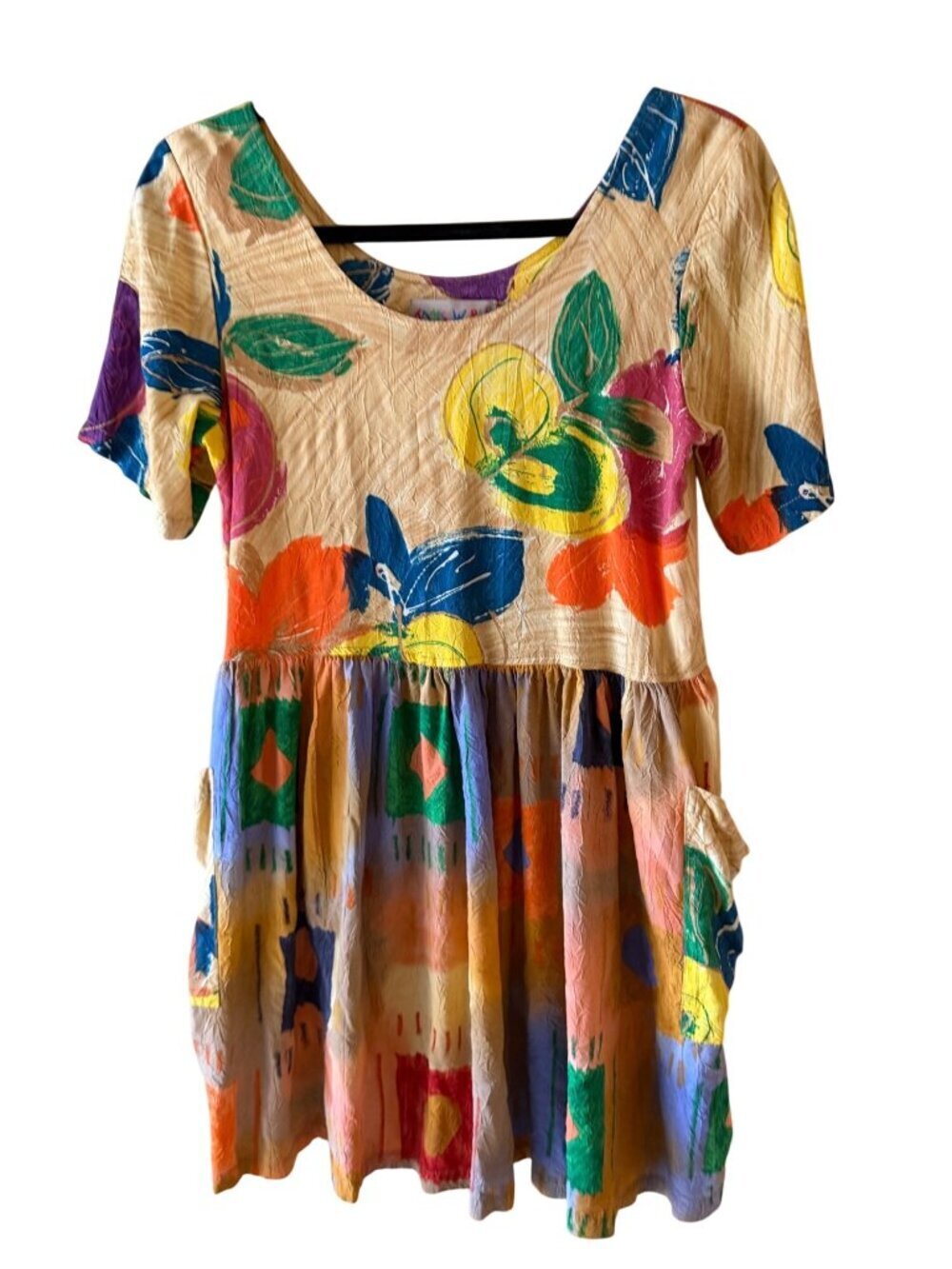Jams World Womens Short-sleeved Scoop neck Mini Hattie Dress Size Small Vintage